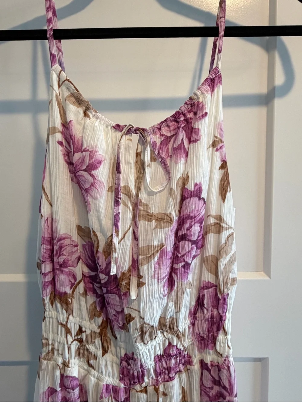 Abercrombie & Fitch Cream Maxi Dress with Pink Floral Print